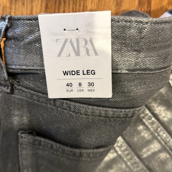 Zara Mid-Rise Full Length Foil Jeans - Picture 3 of 3